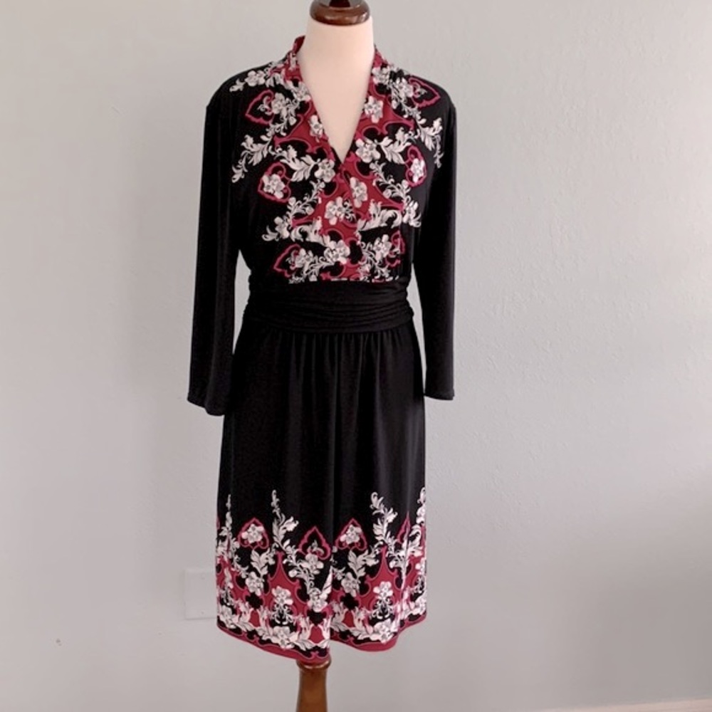 WHBM Surplice Floral Print Jersey Dress sz XL